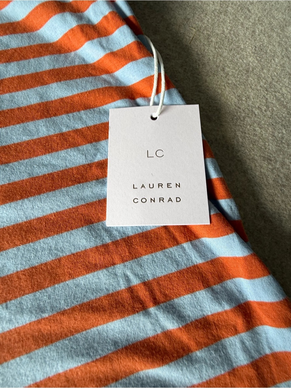 LC Lauren Conrad Orange and White Striped Short Sleeve Tee - Picture 3 of 6